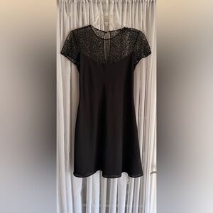 Cache Vintage Elegant Black Beaded Mini Dress Size 2